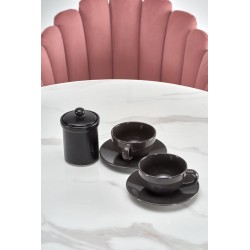 'AMBROSIO Round Table, Glass Top, Black Leg' 'AMBROSIO Round Table, Glass Top, Black Leg'