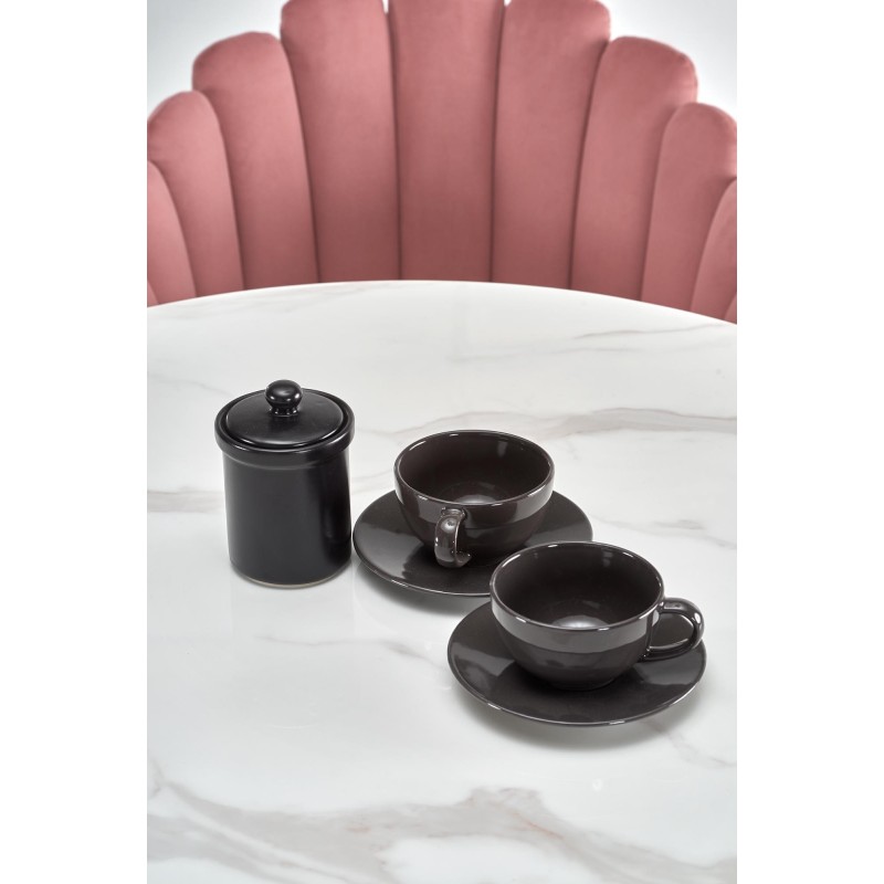 'AMBROSIO Round Table, Glass Top, Black Leg' 'AMBROSIO Round Table, Glass Top, Black Leg'