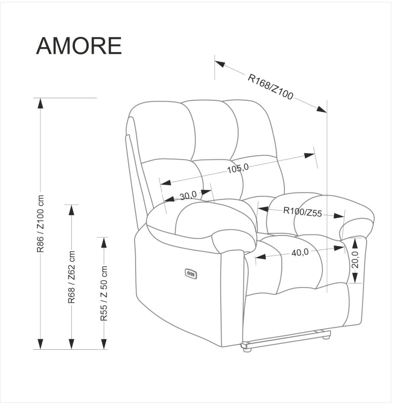 'AMORE Relaxation Armchair in Ash Grey' 'AMORE Relaxation Armchair in Ash Grey'