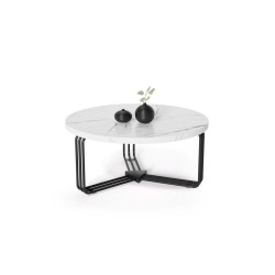 'ANTICA Coffee Table Top - White Marble, Frame - Black'