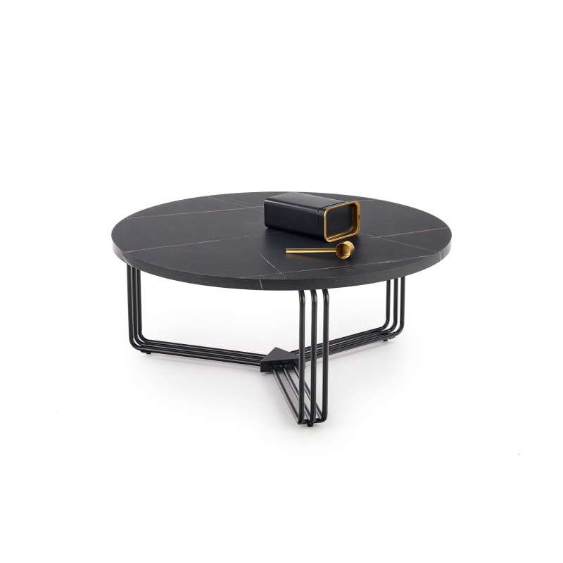 'ANTICA Coffee Table Top - Black Marble, Frame - Black'