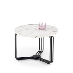 'ANTICA M Coffee Table Top - White Marble, Frame - Black'