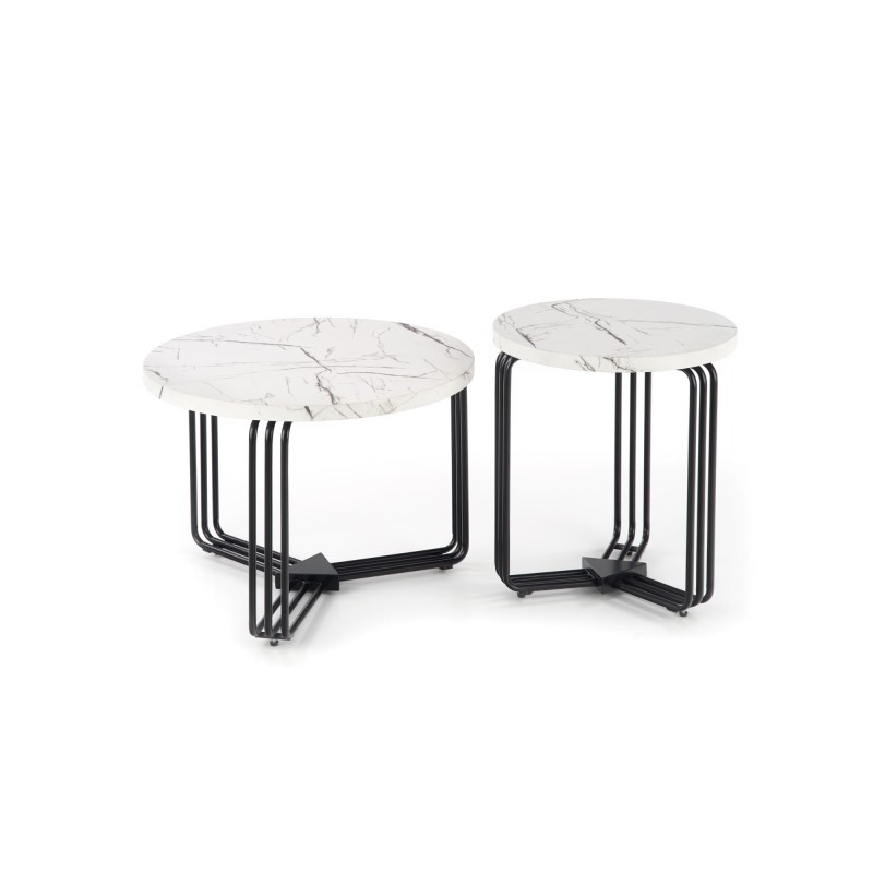 'ANTICA M Coffee Table Top - White Marble, Frame - Black' 'ANTICA M Coffee Table Top - White Marble, Frame - Black'
