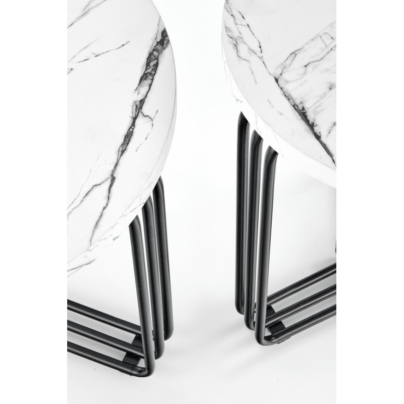 'ANTICA M Coffee Table Top - White Marble, Frame - Black' 'ANTICA M Coffee Table Top - White Marble, Frame - Black'