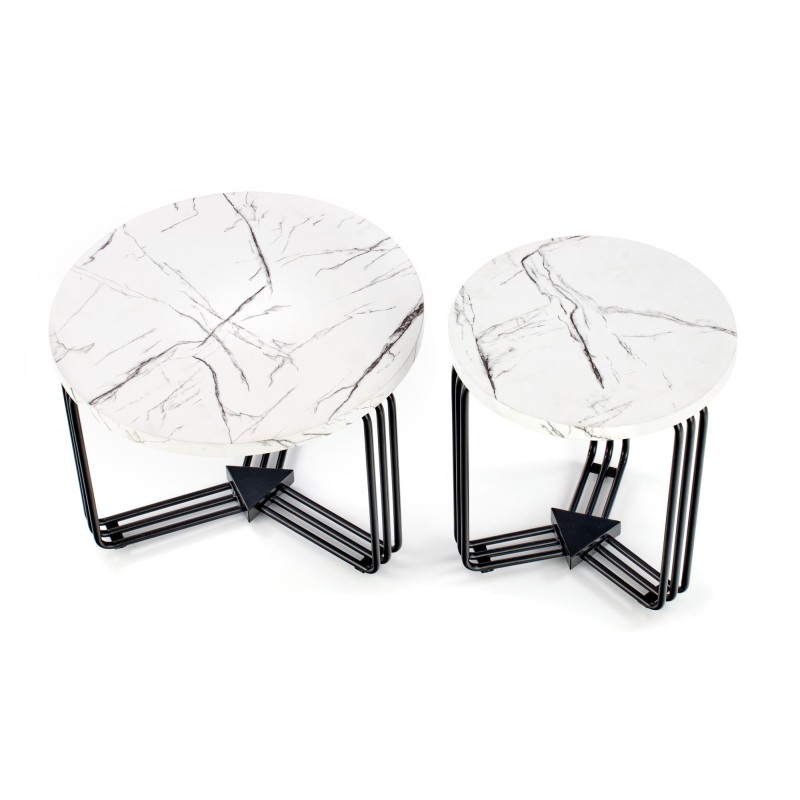 'ANTICA M Coffee Table Top - White Marble, Frame - Black' 'ANTICA M Coffee Table Top - White Marble, Frame - Black'