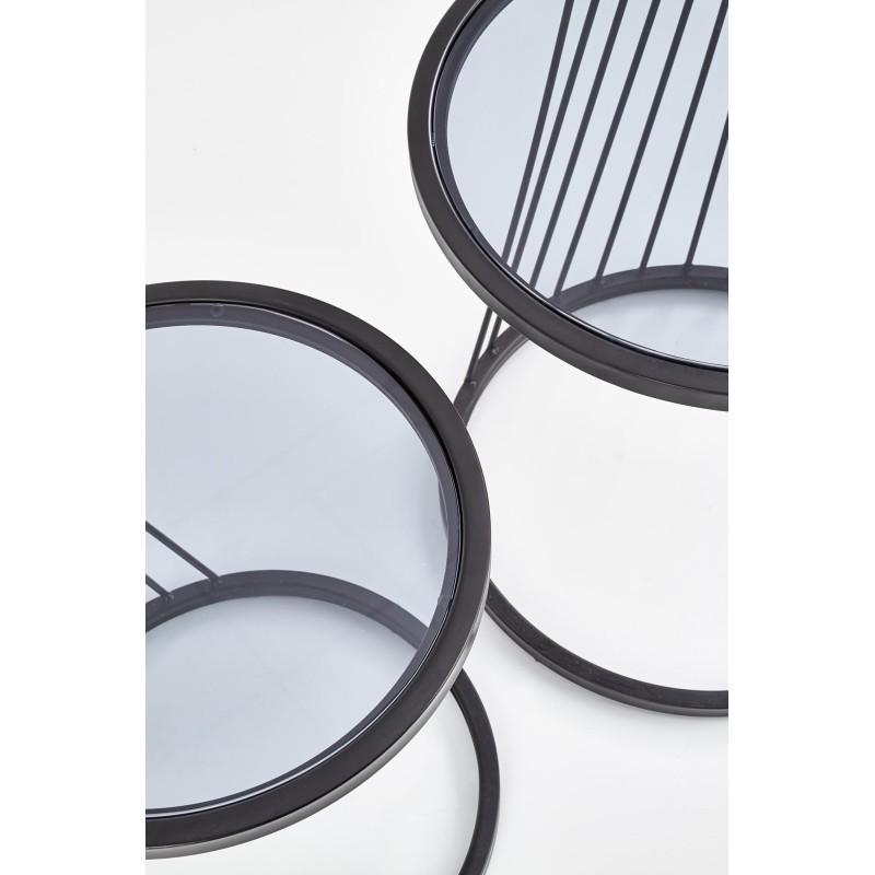 'ANTILLA Set of 2 Benches Black / Smoked' 'ANTILLA Set of 2 Benches Black / Smoked'