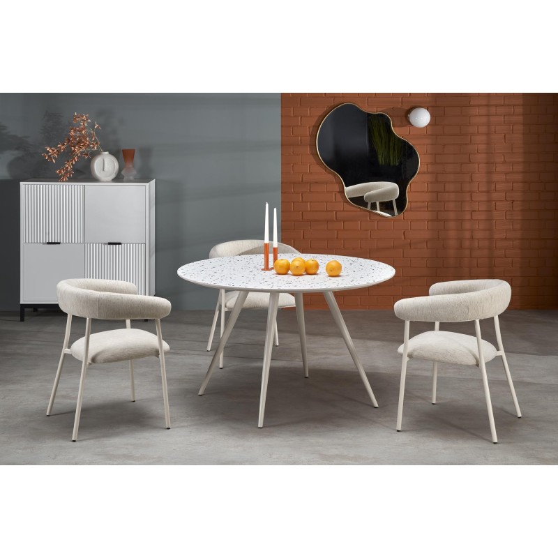 'ARAMIS Table, Top - Terrazzo, Legs - White' 'ARAMIS Table, Top - Terrazzo, Legs - White'