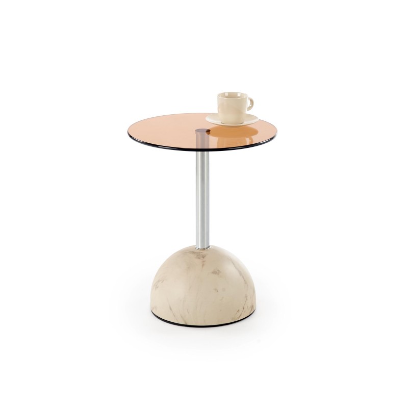 'ARIANA Coffee Table, Beige Marble / Brown'