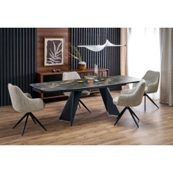 'ARMANI Extendable Table, Black Marble / Black'