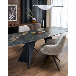 'ARMANI Extendable Table, Black Marble / Black' 'ARMANI Extendable Table, Black Marble / Black'