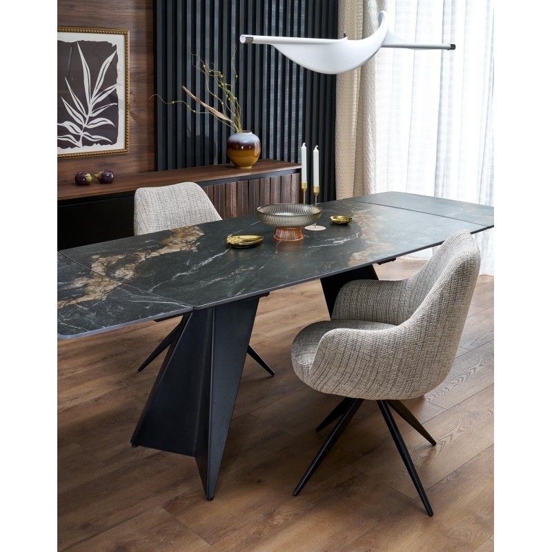 'ARMANI Extendable Table, Black Marble / Black' 'ARMANI Extendable Table, Black Marble / Black'