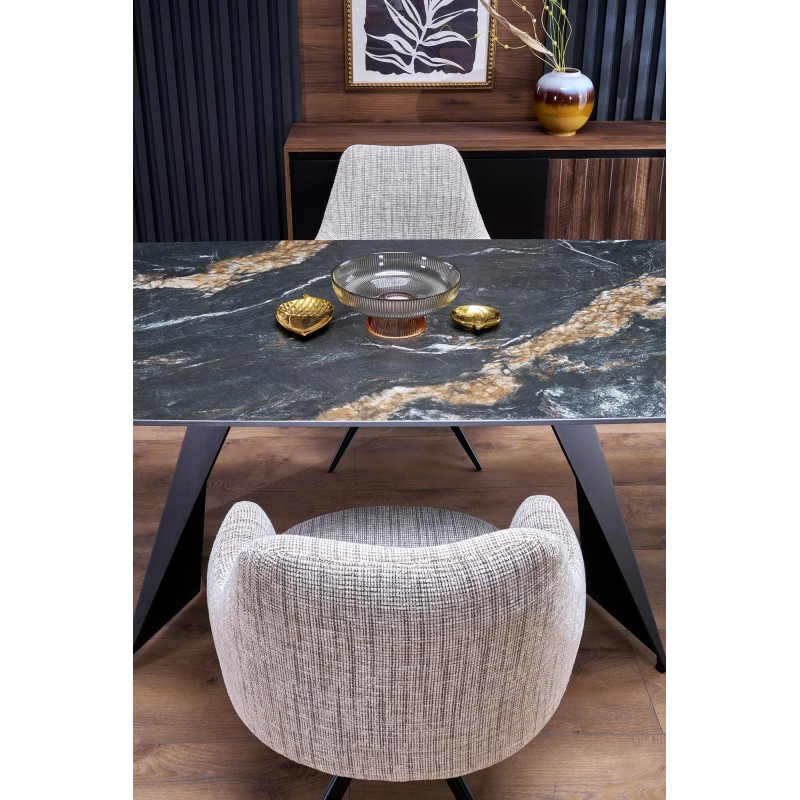 'ARMANI Extendable Table, Black Marble / Black' 'ARMANI Extendable Table, Black Marble / Black'