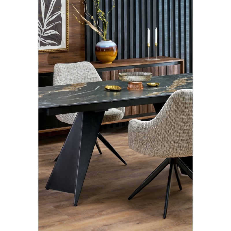 ARMANI stół rozkładany, czarny marmur / czarny (2p 1szt) ARMANI stół rozkładany, czarny marmur / czarny (2p 1szt)