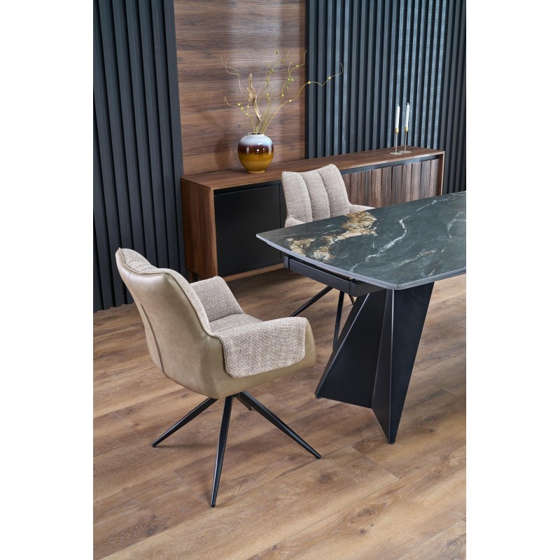 'ARMANI Extendable Table, Black Marble / Black' 'ARMANI Extendable Table, Black Marble / Black'