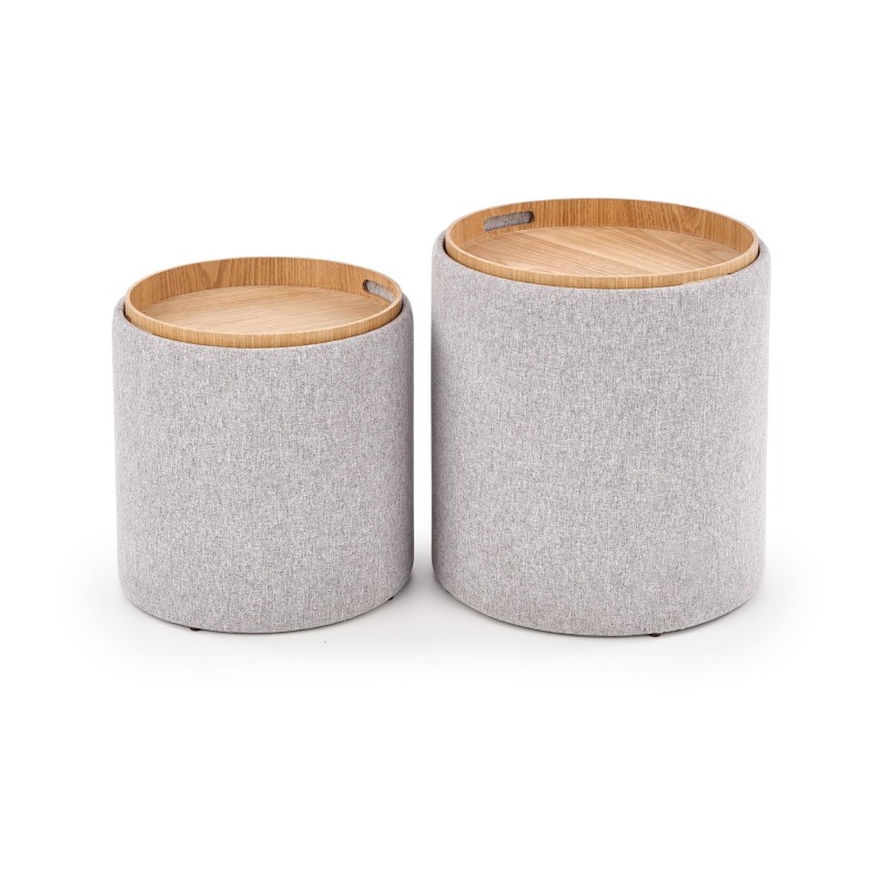 'AVIKO Set of 2 Poufs, Light Ash' 'AVIKO Set of 2 Poufs, Light Ash'