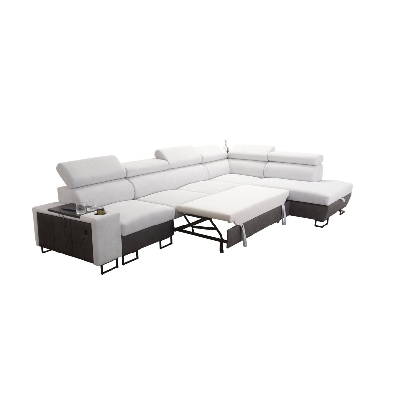 Prestige XI Maxi Corner Sofa with Sleeping Function and USB Port | Upholstered Corner Sofa, Soft to the Touch, Freya 210.18 + Ta Prestige XI Maxi Corner Sofa with Sleeping Function and USB Port | Upholstered Corner Sofa, Soft to the Touch, Freya 210.18 + Ta