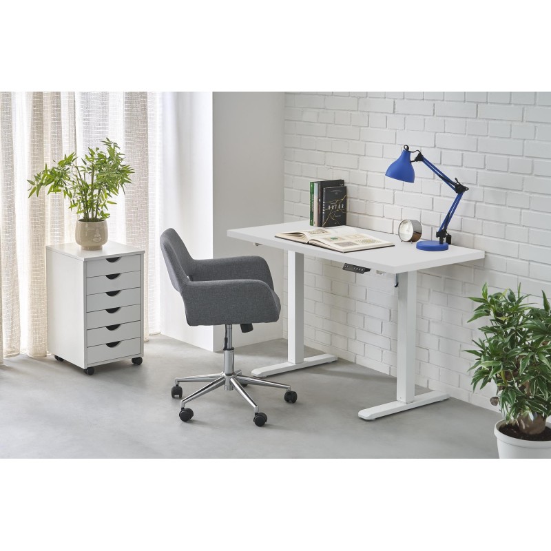 'B54 Desk with Height Adjustment Feature, Top - White, Frame - White' 'B54 Desk with Height Adjustment Feature, Top - White, Frame - White'