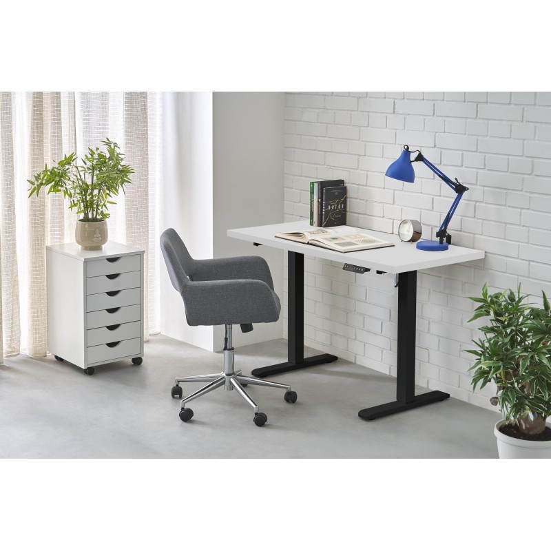 'B54 Desk with Height Adjustment Feature, Top - White, Frame - Black' 'B54 Desk with Height Adjustment Feature, Top - White, Frame - Black'