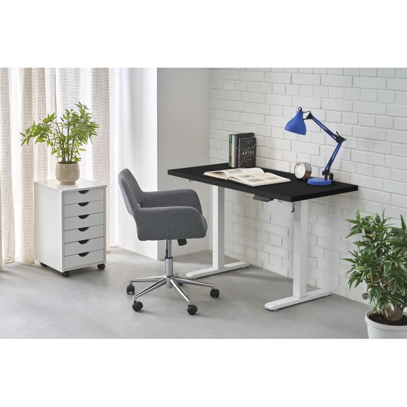 'B54 Desk with Height Adjustment Feature, Top - Black, Frame - White' 'B54 Desk with Height Adjustment Feature, Top - Black, Frame - White'