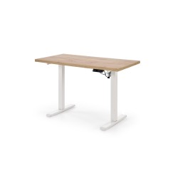 'B54 Desk with Height Adjustment Feature, Artisan Oak Top, White Frame'