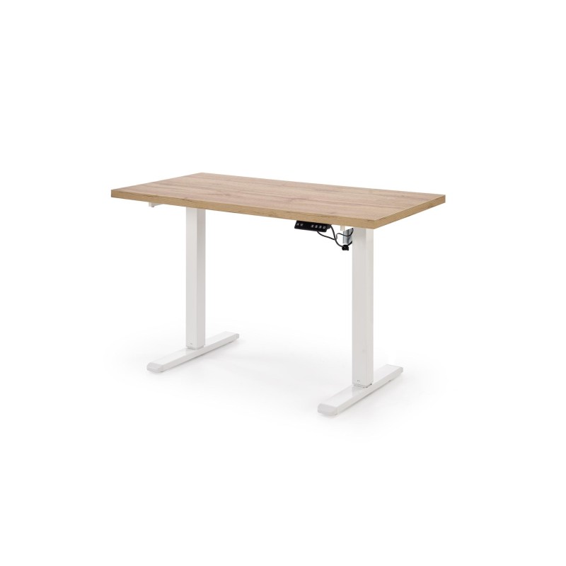 'B54 Desk with Height Adjustment Feature, Artisan Oak Top, White Frame'