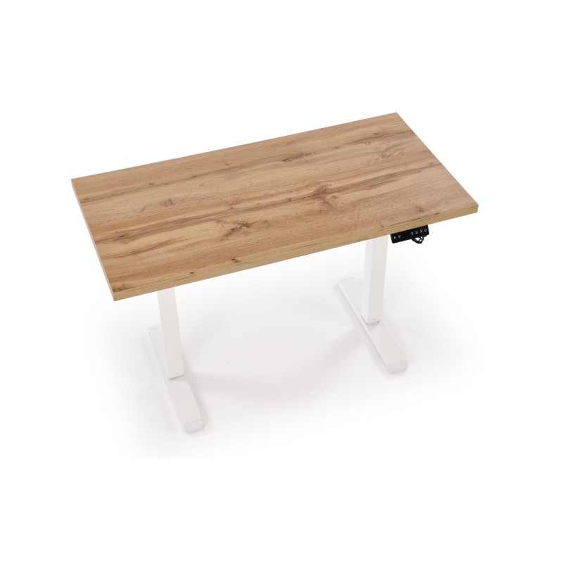 'B54 Desk with Height Adjustment Feature, Artisan Oak Top, White Frame' 'B54 Desk with Height Adjustment Feature, Artisan Oak Top, White Frame'