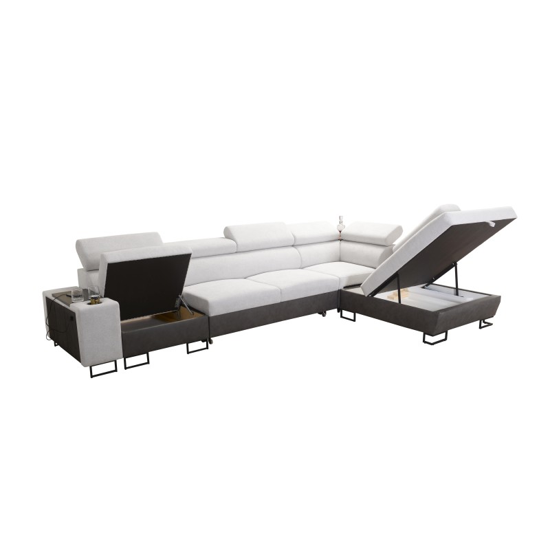 Prestige XI Maxi Corner Sofa with Sleeping Function and USB Port | Upholstered Corner Sofa, Soft to the Touch, Freya 210.18 + Ta Prestige XI Maxi Corner Sofa with Sleeping Function and USB Port | Upholstered Corner Sofa, Soft to the Touch, Freya 210.18 + Ta