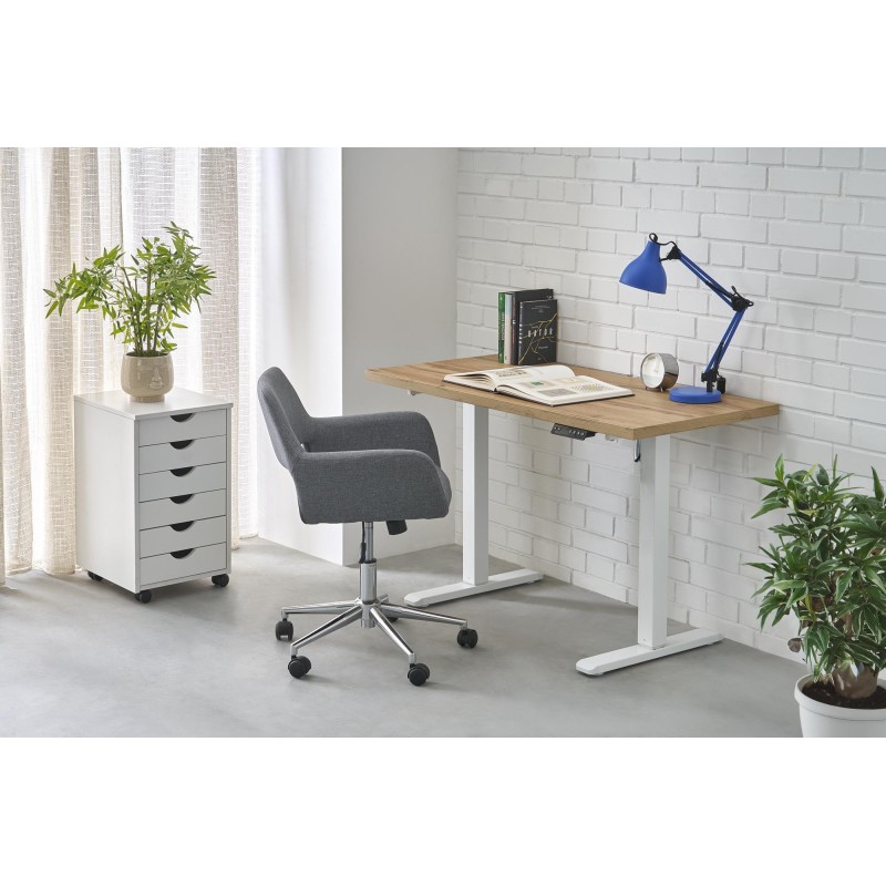 'B54 Desk with Height Adjustment Feature, Artisan Oak Top, White Frame' 'B54 Desk with Height Adjustment Feature, Artisan Oak Top, White Frame'