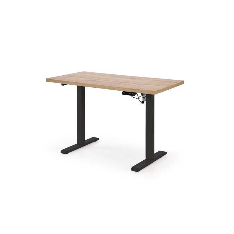 'B54 Desk with Height Adjustment Feature, Top - Artisan Oak, Frame - Black'