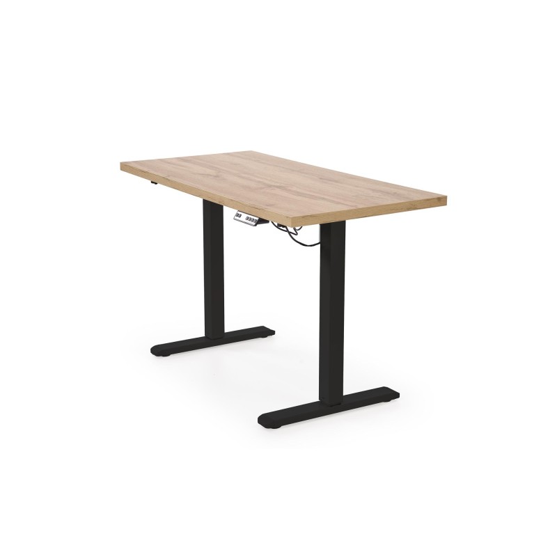 'B54 Desk with Height Adjustment Feature, Top - Artisan Oak, Frame - Black' 'B54 Desk with Height Adjustment Feature, Top - Artisan Oak, Frame - Black'