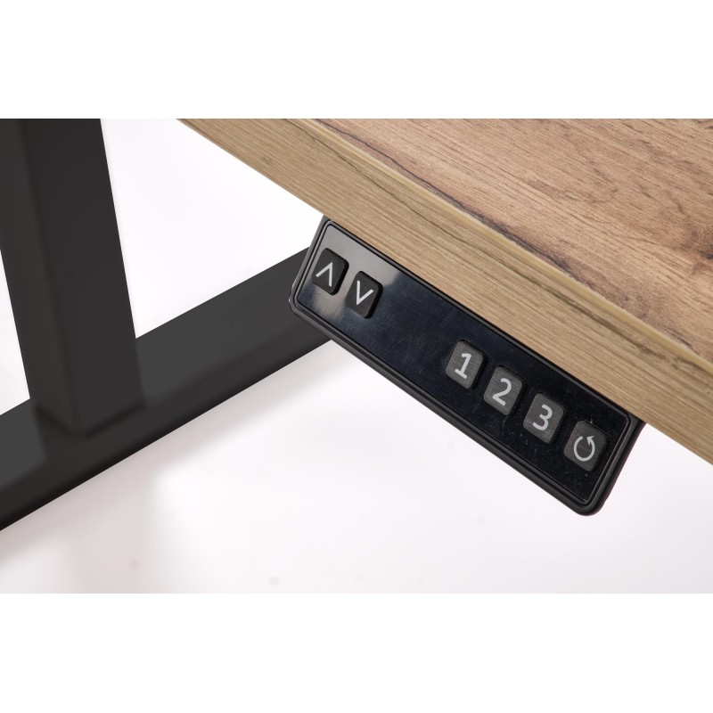 'B54 Desk with Height Adjustment Feature, Top - Artisan Oak, Frame - Black' 'B54 Desk with Height Adjustment Feature, Top - Artisan Oak, Frame - Black'
