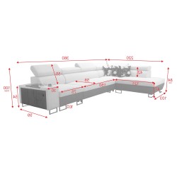 Prestige XI Maxi Corner Sofa with Sleeping Function and USB Port | Upholstered Corner Sofa, Soft to the Touch, Freya 210.18 + Ta Prestige XI Maxi Corner Sofa with Sleeping Function and USB Port | Upholstered Corner Sofa, Soft to the Touch, Freya 210.18 + Ta