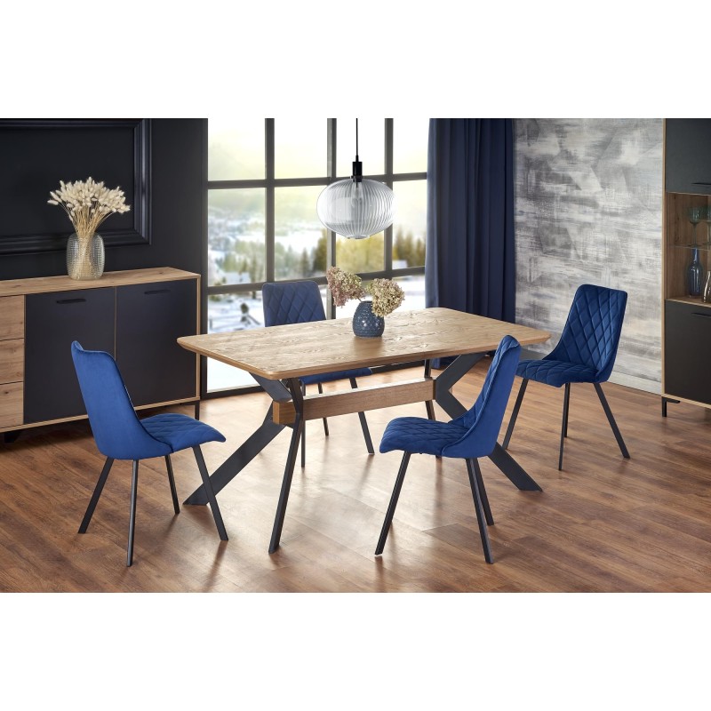 'BACARDI Extendable Table in Natural Oak / Black' 'BACARDI Extendable Table in Natural Oak / Black'