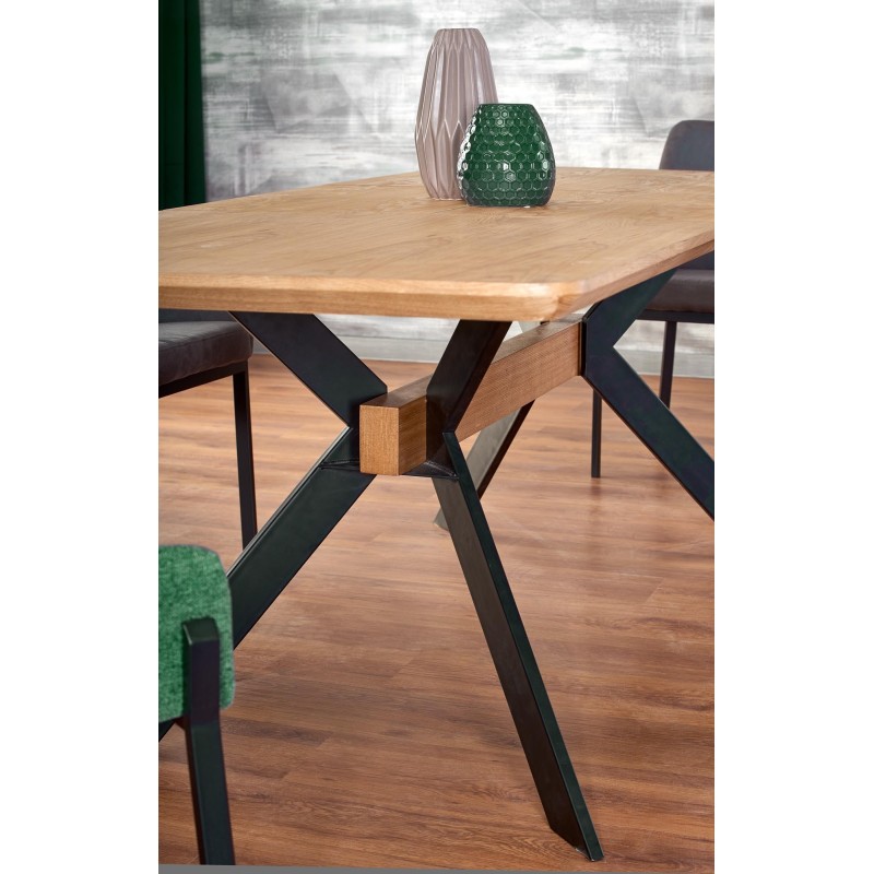 'BACARDI Extendable Table in Natural Oak / Black' 'BACARDI Extendable Table in Natural Oak / Black'