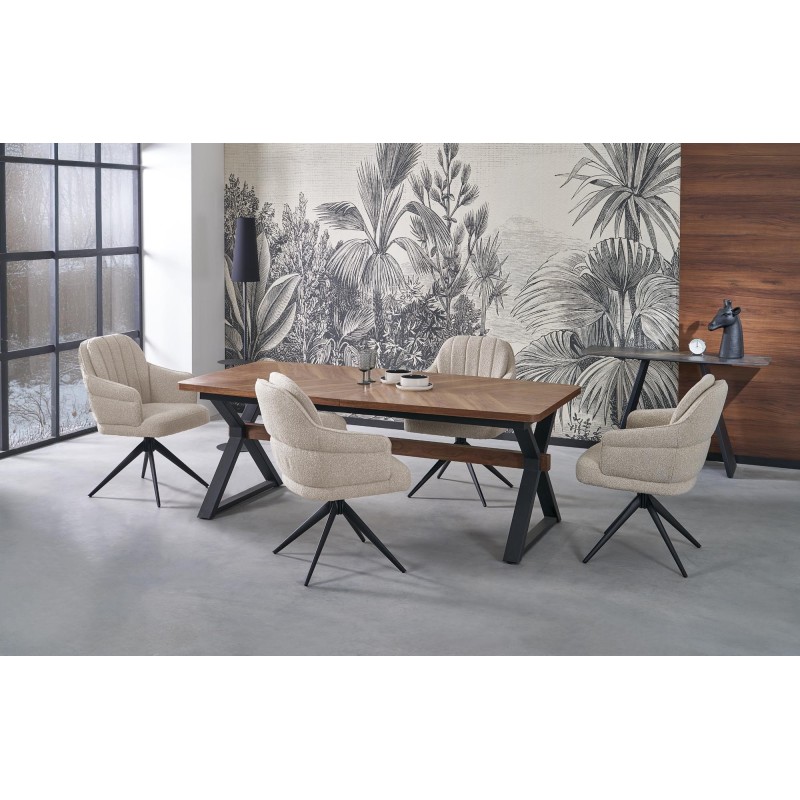 'BARON Extendable Table, Walnut / Black'