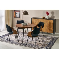 'BARRY Round Table, Walnut Top, Black Legs'