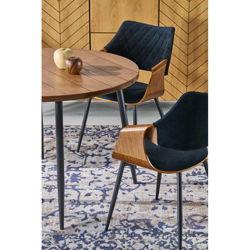 'BARRY Round Table, Walnut Top, Black Legs' 'BARRY Round Table, Walnut Top, Black Legs'