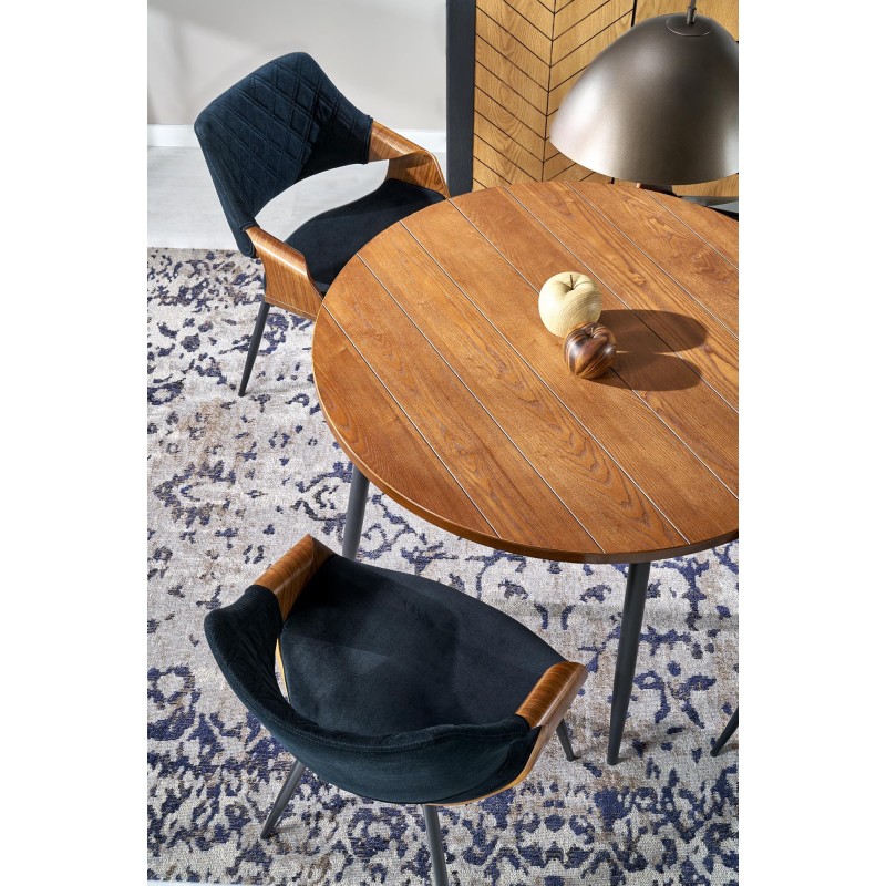 'BARRY Round Table, Walnut Top, Black Legs' 'BARRY Round Table, Walnut Top, Black Legs'