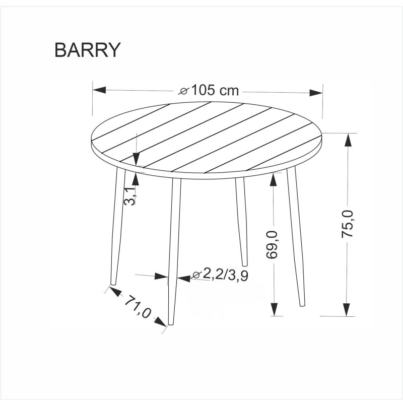 'BARRY Round Table, Walnut Top, Black Legs' 'BARRY Round Table, Walnut Top, Black Legs'