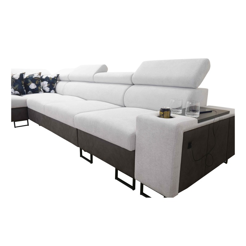 Prestige XI Maxi Corner Sofa with Sleeping Function and USB Port | Upholstered Corner Sofa Soft to the Touch, Freya 210.25 + Tau Prestige XI Maxi Corner Sofa with Sleeping Function and USB Port | Upholstered Corner Sofa Soft to the Touch, Freya 210.25 + Tau