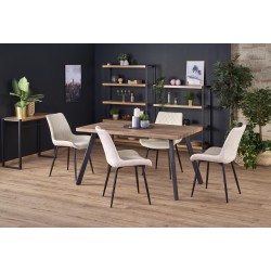 'BERLIN Extendable Table 140-180 cm, Walnut Top, Black Frame'