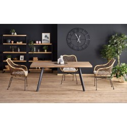 'BERLIN Extendable Table 160/220 cm, Walnut Top, Black Frame'