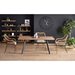 'BERLIN Extendable Table 160/220 cm, Walnut Top, Black Frame' 'BERLIN Extendable Table 160/220 cm, Walnut Top, Black Frame'