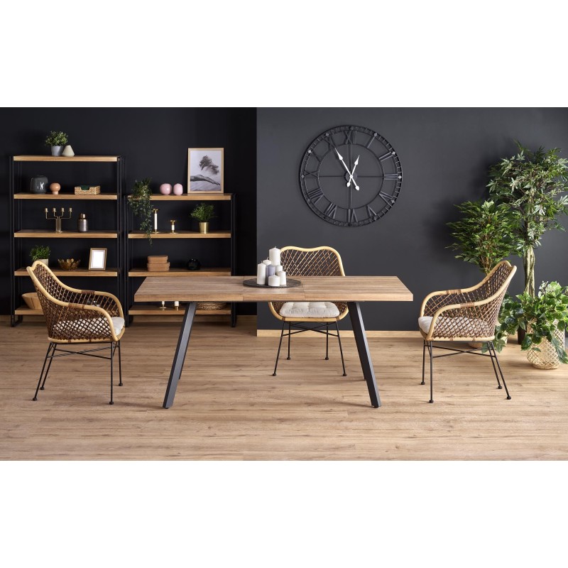 'BERLIN Extendable Table 160/220 cm, Walnut Top, Black Frame' 'BERLIN Extendable Table 160/220 cm, Walnut Top, Black Frame'