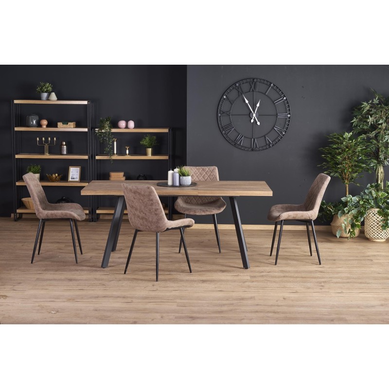 'BERLIN Extendable Table 160/220 cm, Walnut Top, Black Frame' 'BERLIN Extendable Table 160/220 cm, Walnut Top, Black Frame'