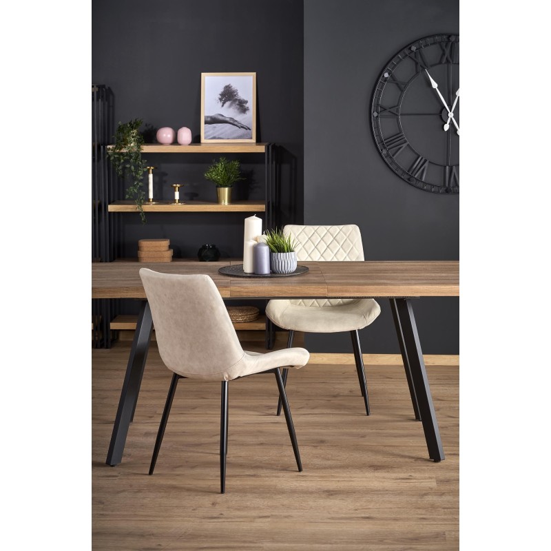 'BERLIN Extendable Table 160/220 cm, Walnut Top, Black Frame' 'BERLIN Extendable Table 160/220 cm, Walnut Top, Black Frame'