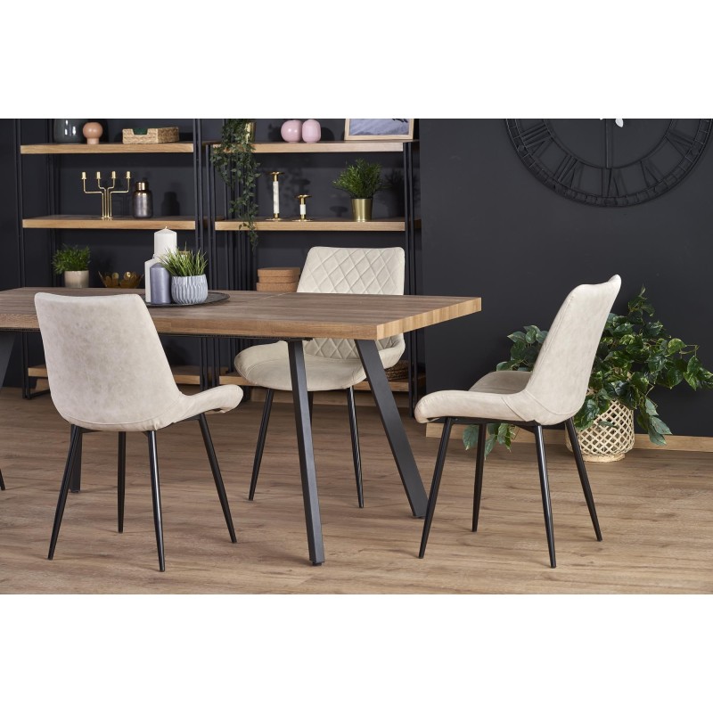 'BERLIN Extendable Table 160/220 cm, Walnut Top, Black Frame' 'BERLIN Extendable Table 160/220 cm, Walnut Top, Black Frame'