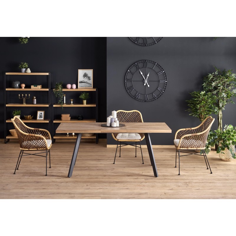'BERLIN Extendable Table 160/220 cm, Walnut Top, Black Frame' 'BERLIN Extendable Table 160/220 cm, Walnut Top, Black Frame'