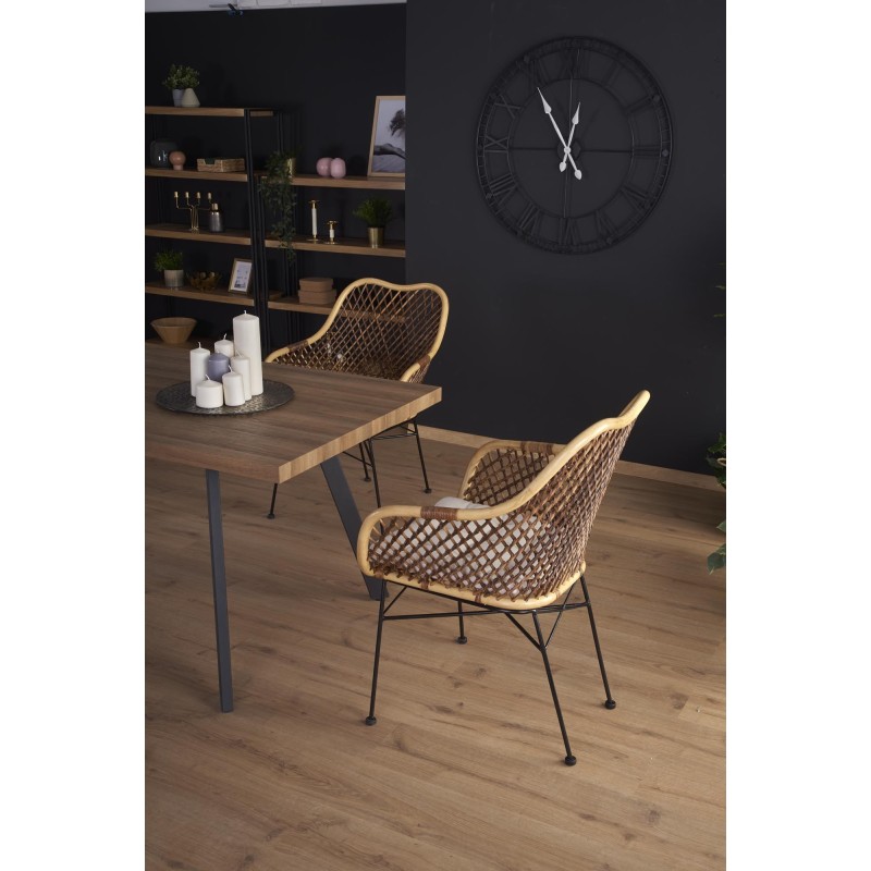 'BERLIN Extendable Table 160/220 cm, Walnut Top, Black Frame' 'BERLIN Extendable Table 160/220 cm, Walnut Top, Black Frame'