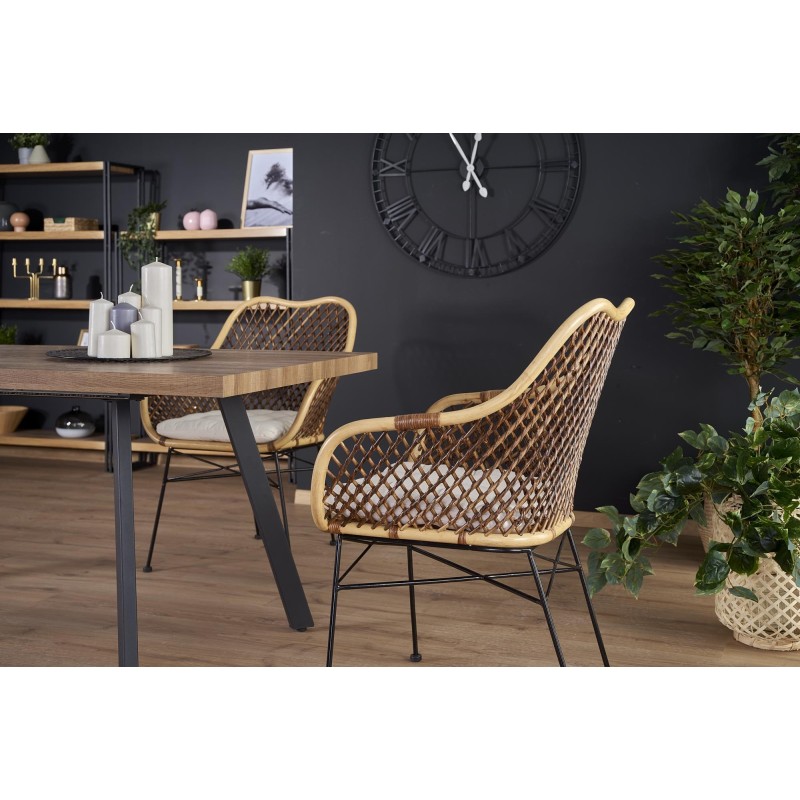 'BERLIN Extendable Table 160/220 cm, Walnut Top, Black Frame' 'BERLIN Extendable Table 160/220 cm, Walnut Top, Black Frame'